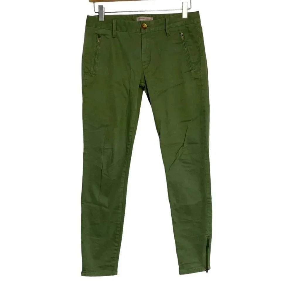 Banana Republic Heritage 26 Canopy Green Skinny Pants With Zippers At Ankles